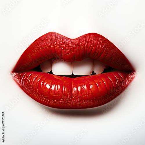 Full Red Lips isolated on white background