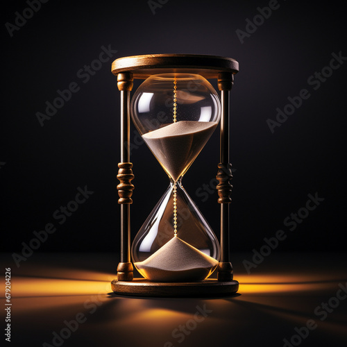 Time running out - Conceptual image of an hourglass with sand running out, symbolizing the passage of time and the urgency to act
