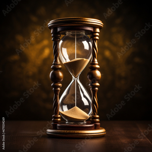 Time running out - Conceptual image of an hourglass with sand running out, symbolizing the passage of time and the urgency to act