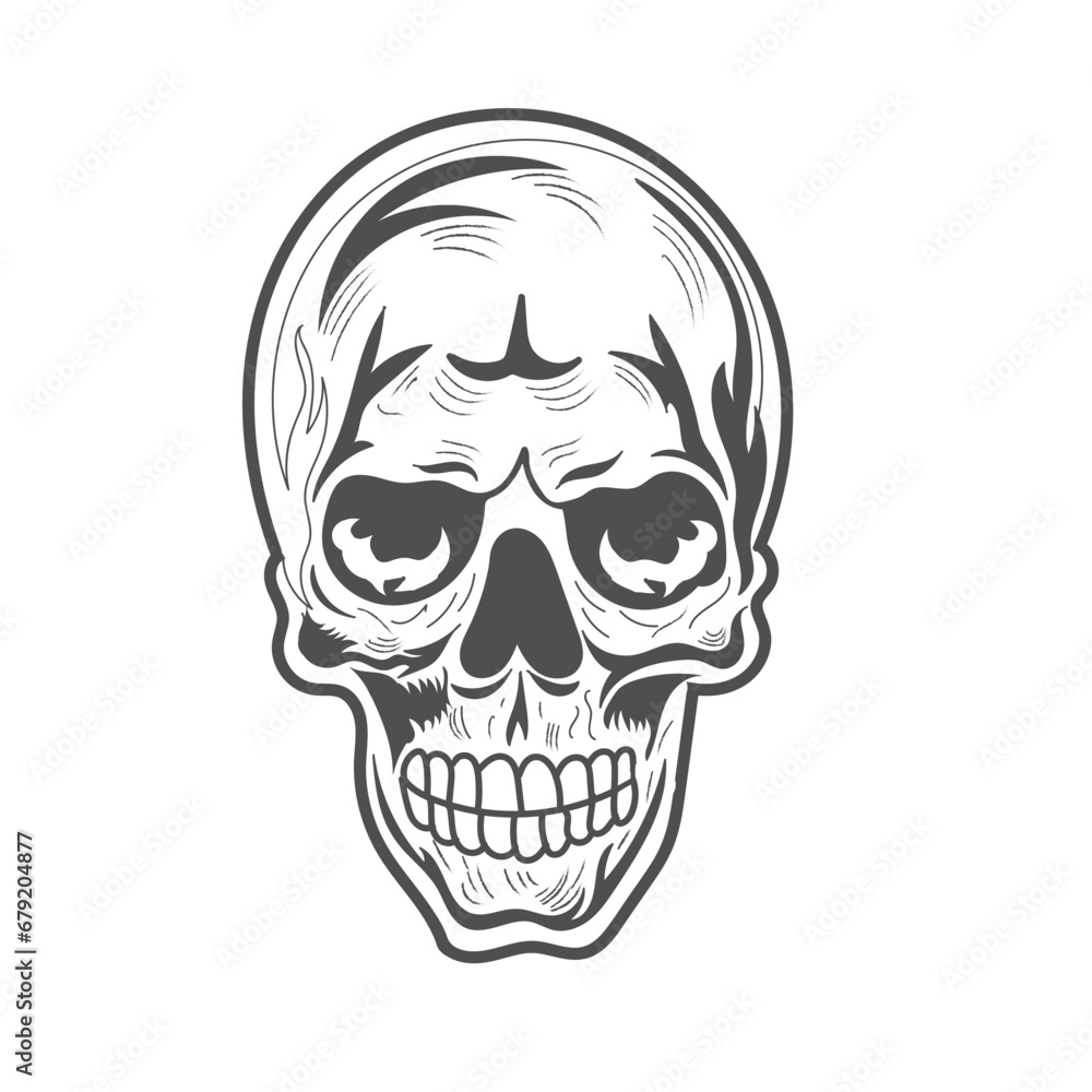 Fototapeta premium hand drawn skull vector, skull silhouette ,Human skull illustration.