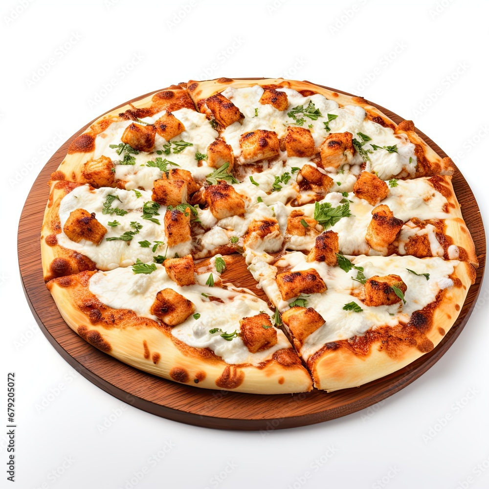 Paneer Pizza isolated on white background