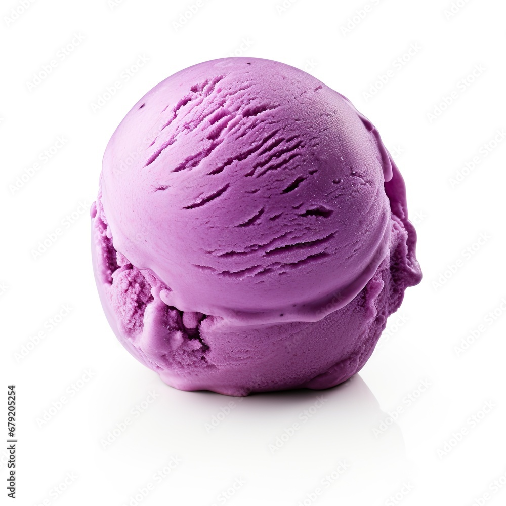 Purple Ice Cream Ball isolated on white background Purple Ice Cream Ball isolated on white background