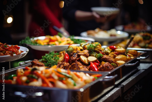 catering buffet food indoor in restaurant or hotel party table