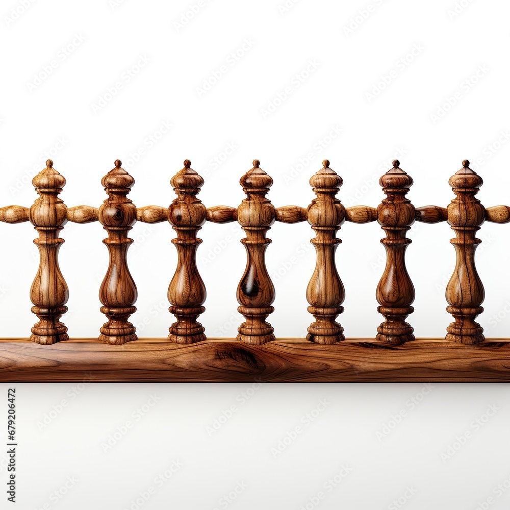 Wooden Railing on White Background isolated on white background Wooden Railing on White Background isolated on white background