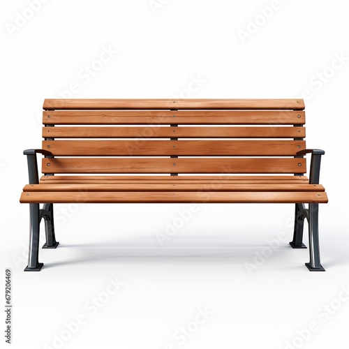 Wooden Park Bench on White Background isolated on white background