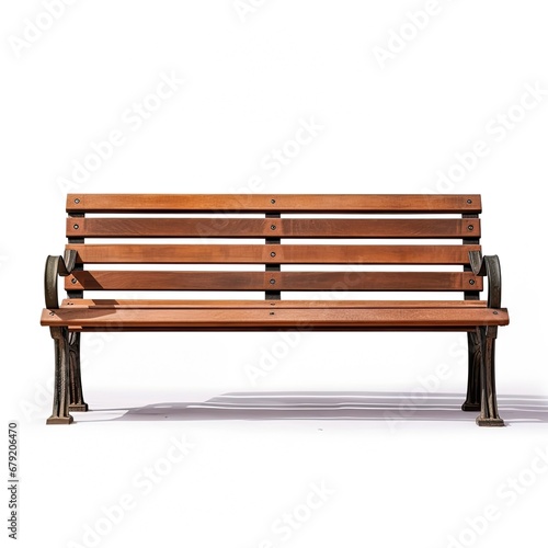 Wooden Park Bench on White Background isolated on white background