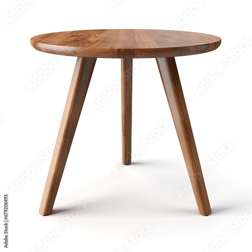 Wooden Side Table on White Background isolated on white background