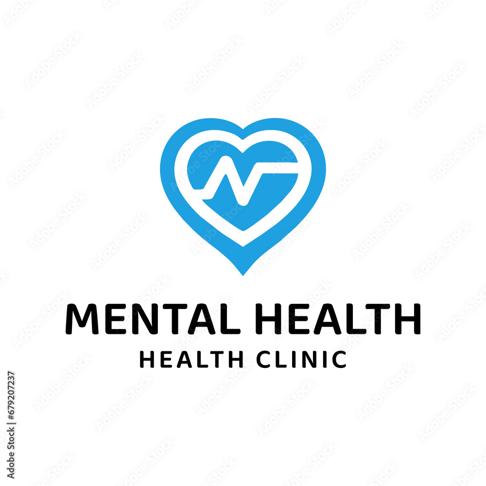 Simple and modern Love or Heart for Mental Health Clinic logo design Simple and modern Love or Heart for Mental Health Clinic logo design