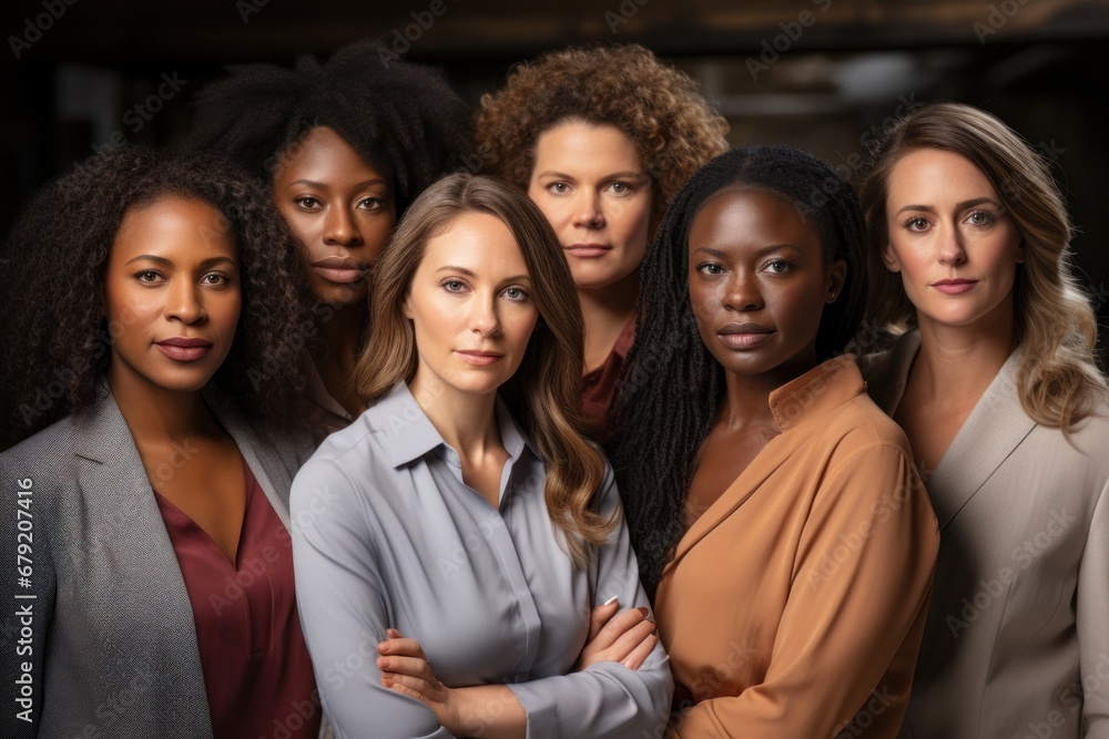 Obraz premium Diverse group of women leaders Demonstrate strength, determination, and determination to overcome obstacles.
