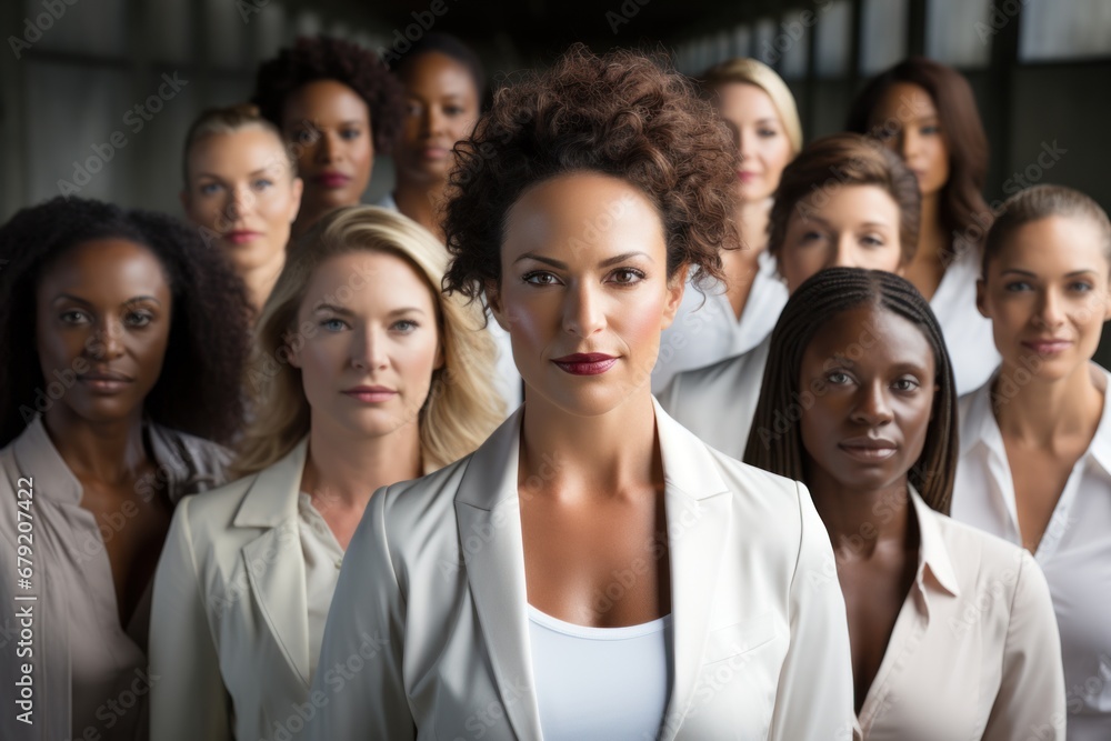 Obraz premium Diverse group of women leaders Demonstrate strength, determination, and determination to overcome obstacles.