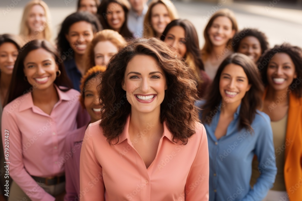 Diverse group of women leaders Demonstrate strength, determination, and determination to overcome obstacles. Diverse group of women leaders Demonstrate strength, determination, and determination to overcome obstacles.