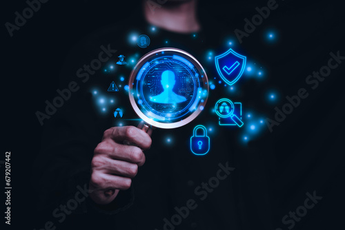 Person hold the key lock icon protecting personal information ,online financial transactions, secure access to computer networks and digital systems. Customer Data Protection cyber security Safety.