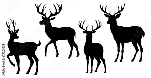 Deer silhouette set  icons  vector illustration on a white background