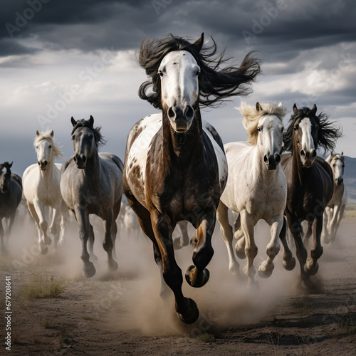 Fotografia con detalle de varios caballos al galope © Iridium Creatives