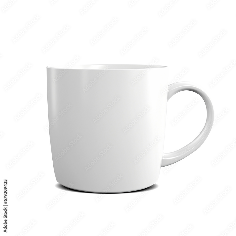 White cup isolated on transparent background, ai technology