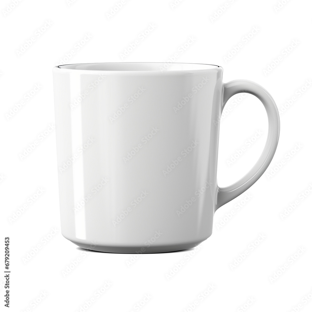 White cup isolated on transparent background, ai technology