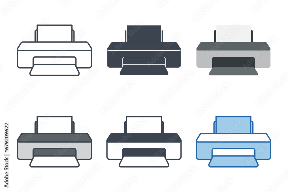Printer icon collection with different styles. Printer icon symbol vector illustration isolated on white background Printer icon collection with different styles. Printer icon symbol vector illustration isolated on white background