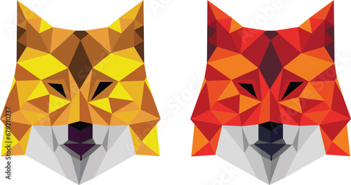 Polygonal Fox Mascot Logo Vector Art