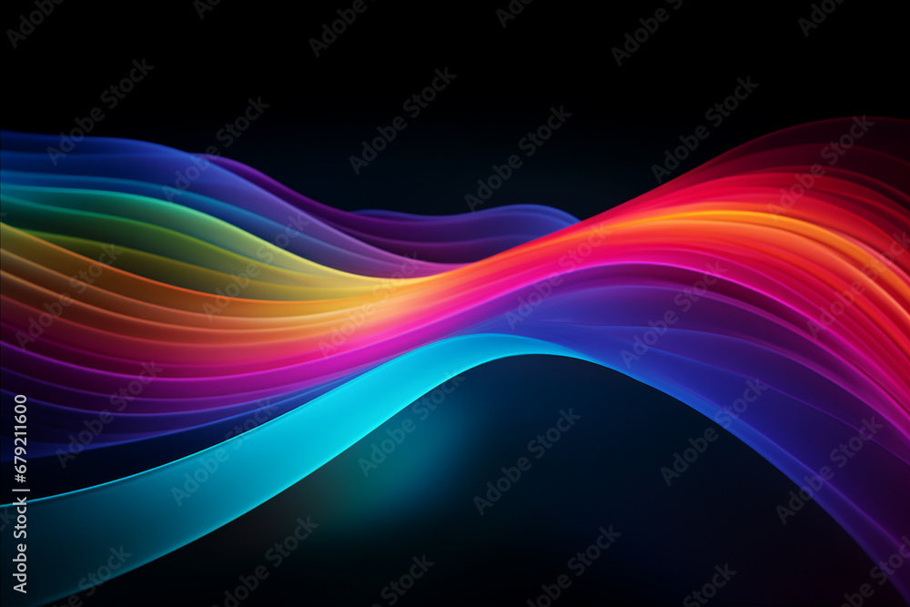 Curved colorful neon light waves. Curved colorful neon light waves.