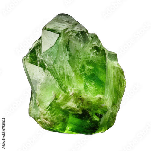 Green Garnet rock isolated on transparent background