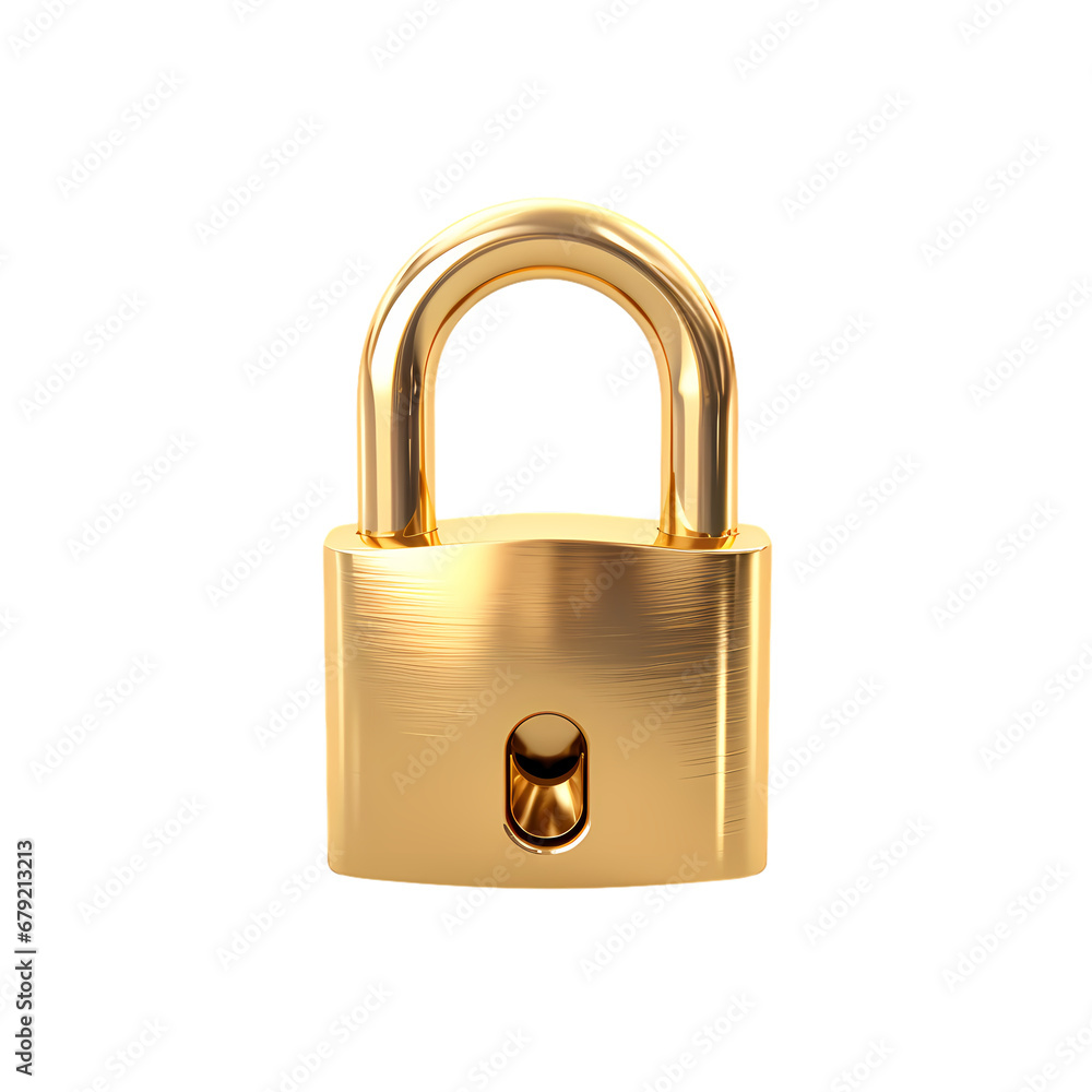 Golden lock on transparent background, white background, isolated, icon material, vector illustration Golden lock on transparent background, white background, isolated, icon material, vector illustration