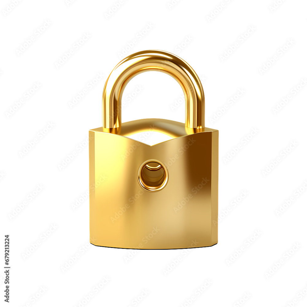 Golden lock on transparent background, white background, isolated, icon material, vector illustration Golden lock on transparent background, white background, isolated, icon material, vector illustration