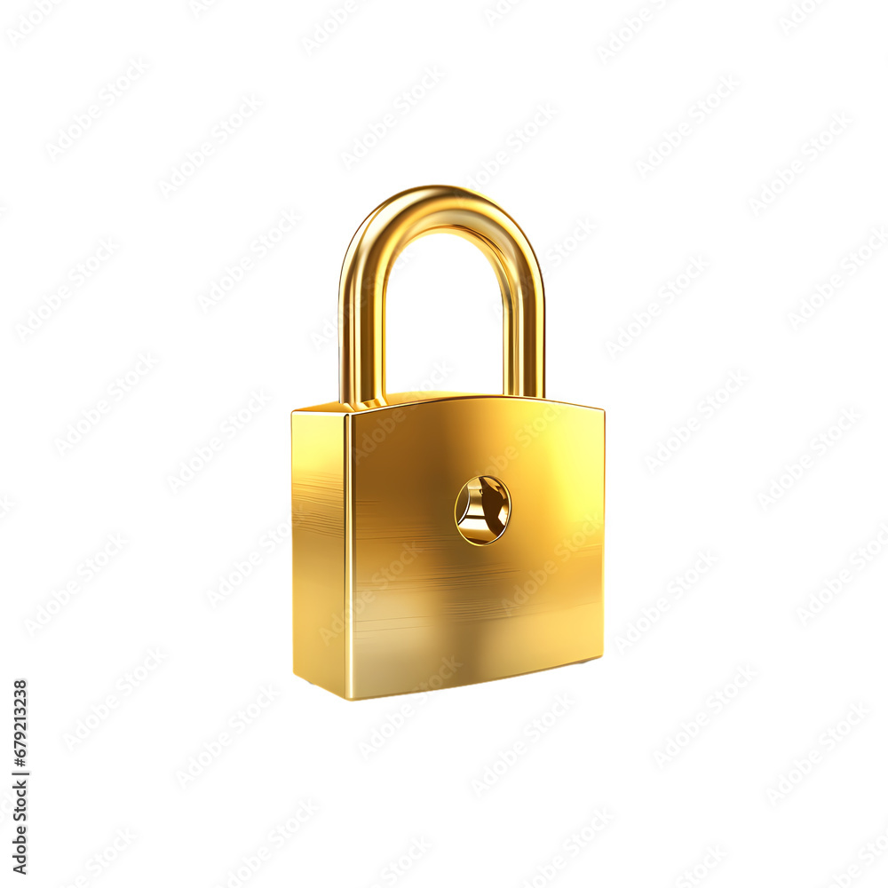 Golden lock on transparent background, white background, isolated, icon material, vector illustration Golden lock on transparent background, white background, isolated, icon material, vector illustration
