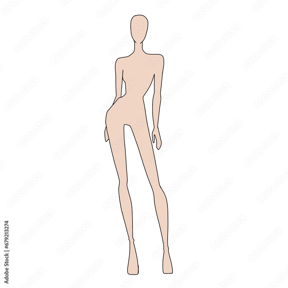 Fototapeta premium Fashion templates. Croquis. A figure of a woman on a white background