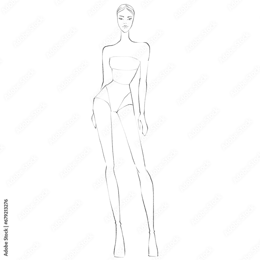 Fototapeta premium Fashion templates. Croquis. A figure of a woman on a white background
