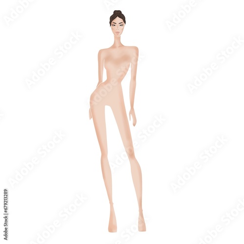 Fashion templates. Croquis. A figure of a woman on a white background © Iryna Shpileva