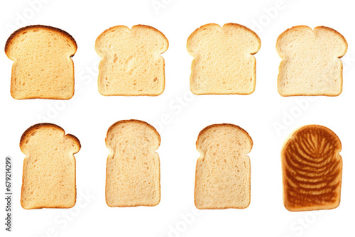 a collection of sliced bread isolated on a transparent background, generative ai