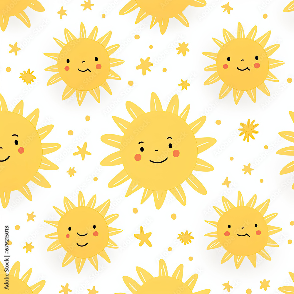 cute yellow childish sun pattern