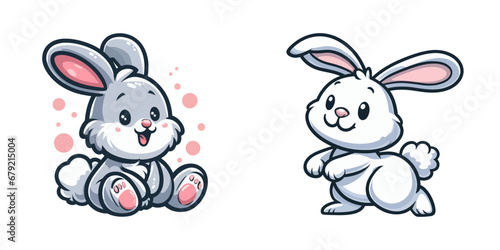 Cute rabbit icon. Vector illustration