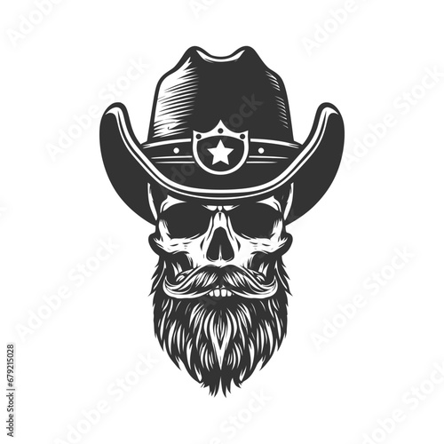 Sheriff skull icon. Vector illustration