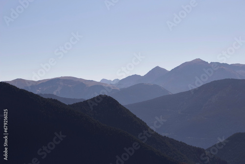 mountains in the fog