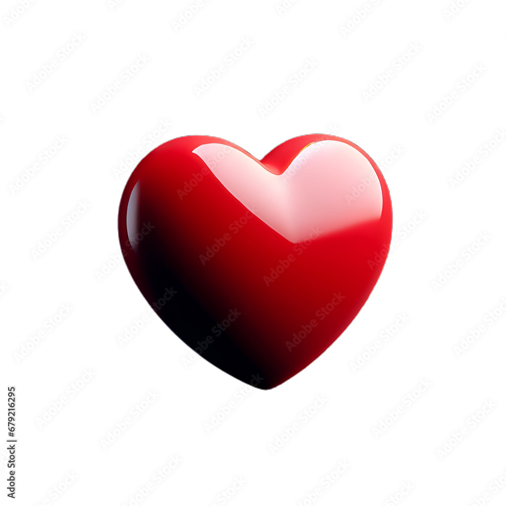 red heart icon on a transparent background. 