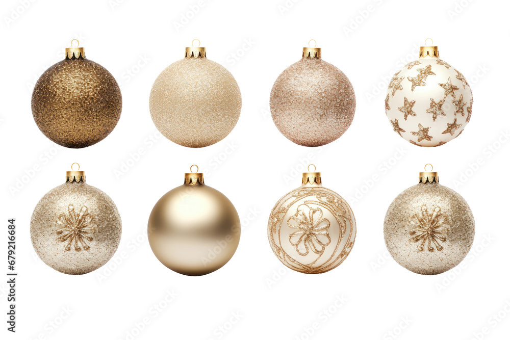 a collection of glittery ornaments isolated on a transparent background, generative ai a collection of glittery ornaments isolated on a transparent background, generative ai