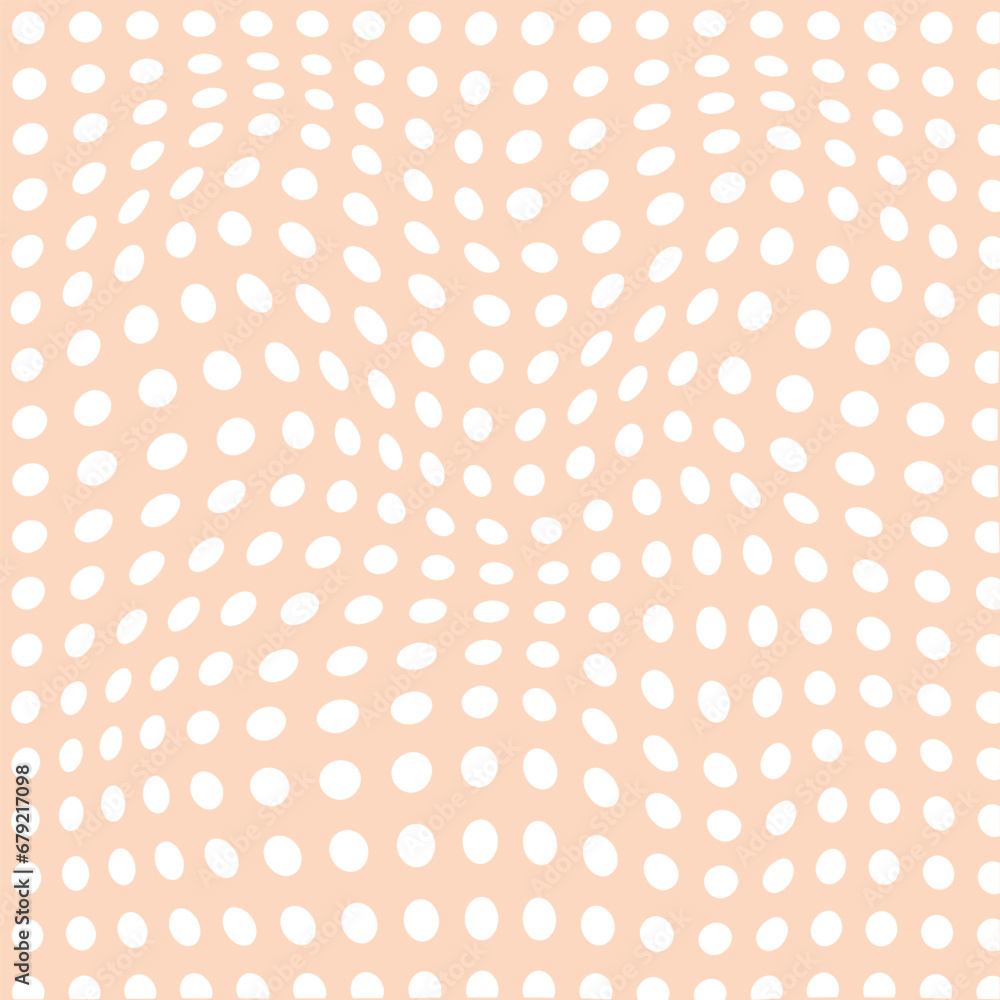 modern simple abstract white color polka dot distort pattern on peach color background