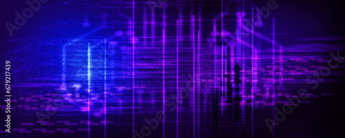 2d illustration Abstract futuristic electronic circuit technology background