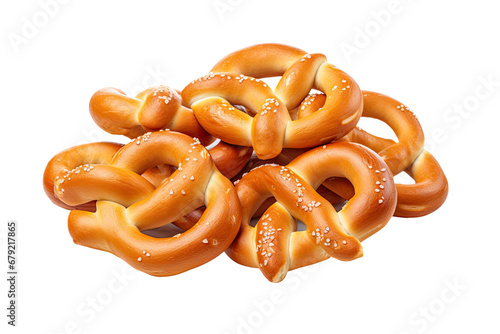 a collection of pretzels isolated on a transparent background, generative ai