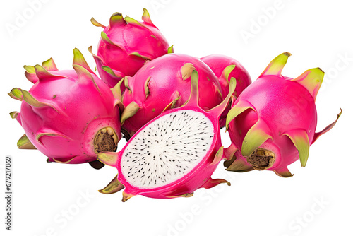 a collection of dragonfruit isolated on a transparent background, generative ai