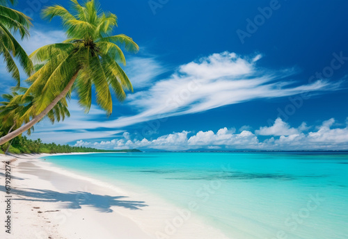 beach with palm trees generating by AI technology