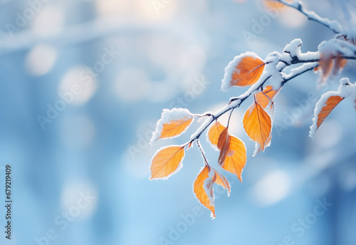 leaves on blue background generating by AI technology