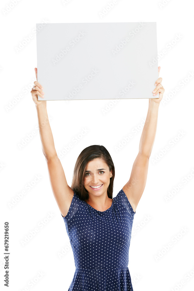 Woman, portrait and poster mockup board for sign advertising, marketing or isolated on transparent png background. Female person, face and promotion space for news, deal info or show sales placard Woman, portrait and poster mockup board for sign advertising, marketing or isolated on transparent png background. Female person, face and promotion space for news, deal info or show sales placard