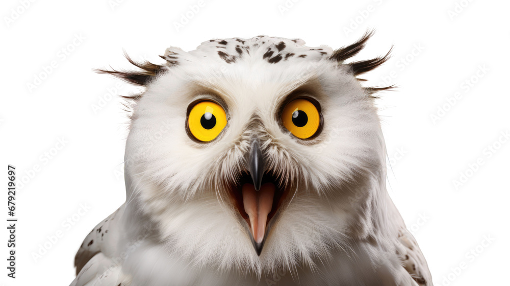 Fototapeta premium common barn owl head isolated on transparent background