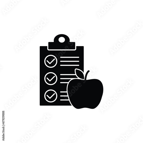 diet list icon apple icon lose weight sign. dieting 