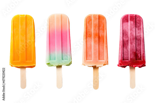 a collection of popsicles isolated on a transparent background, generative ai