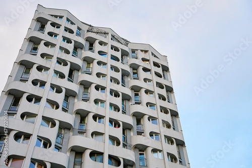 Residential house facade. Modern city architecture. Apartment building