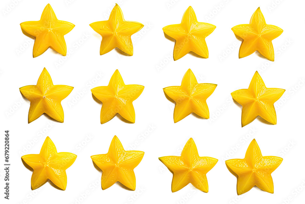 Obraz premium a collection of starfruit isolated on a transparent background, generative ai