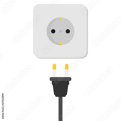 Electric socket with a plug disconnected concept flat illustration design